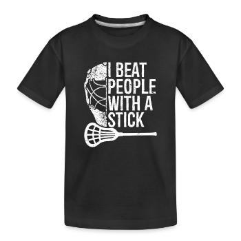 Joueur de lacrosse Lax bat les gens avec un bâton - T-shirt bio Premium Enfant - noir - Devant