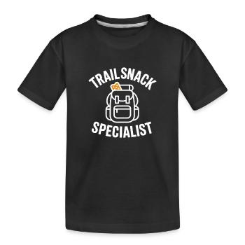 Spécialiste des snacks sur le sentier : humour de randonnée - T-shirt bio Premium Enfant - noir - Devant