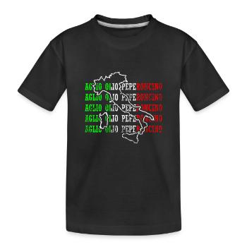 Lustiges Knoblauchöl Chili-Pfeffer-Souvenirs Italien - Kinder Premium Bio T-Shirt - Schwarz - Vorne