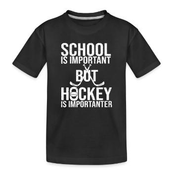 L’école est importante mais le hockey est plus important - T-shirt bio Premium Enfant - noir - Devant