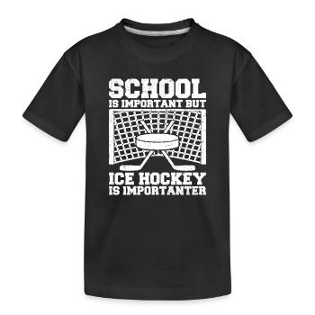 L’école est importante mais le hockey est plus important - T-shirt bio Premium Enfant - noir - Devant