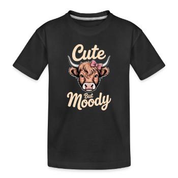 Hochlandrind Sprüche Launisch Lustiges Geschenk - Kinder Premium Bio T-Shirt - Schwarz - Vorne