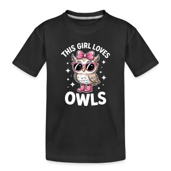 Eule Sprüche Eulen Lustiges Eulen Geschenk - Kinder Premium Bio T-Shirt - Schwarz - Vorne