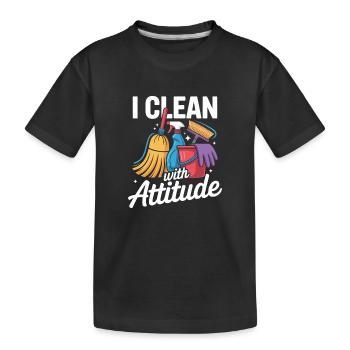 Motif de l’équipe de nettoyage - T-shirt bio Premium Enfant - noir - Devant
