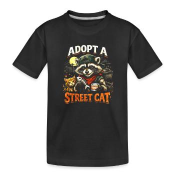 Adopt a Street Cat - Kids' Premium Organic T-Shirt - black - Front
