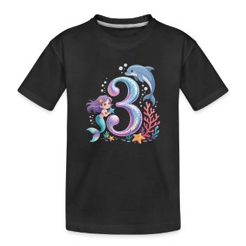 Meerjungfrau 3. Geburtstag 3 Jahre - Kinder Premium Bio T-Shirt - Schwarz - Vorne