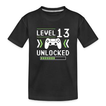 Level 13 - Kids' Premium Organic T-Shirt - black - Front