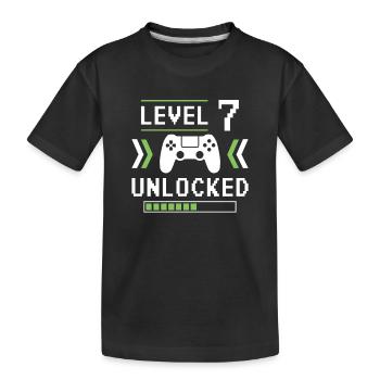 Level 7 freigeschaltet - Kinder Premium Bio T-Shirt - Schwarz - Vorne