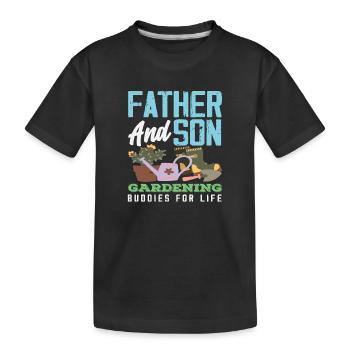 Father Son Plant Lover Gardening - Kids' Premium Organic T-Shirt - black - Front