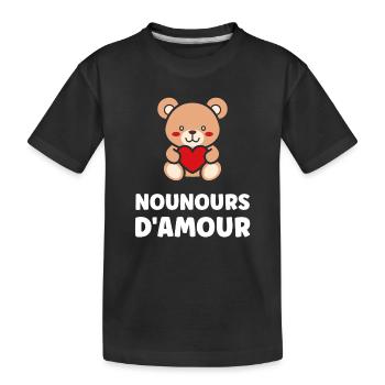 Nounours d'Amour Coeur Rouge - T-shirt bio Premium Enfant - noir - Devant