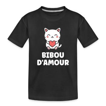 Chat cœur Bibou d'amour - T-shirt bio Premium Enfant - noir - Devant