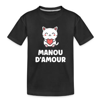 Manu d'Amour: Chat Coeur - T-shirt bio Premium Enfant - noir - Devant