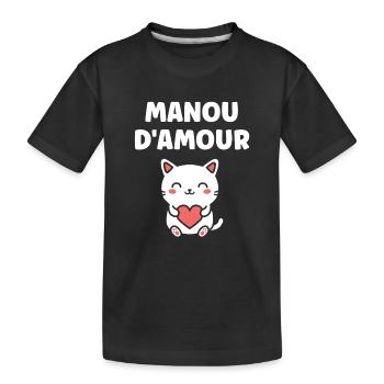 Manou d'Amour: Chat Coeur - T-shirt bio Premium Enfant - noir - Devant