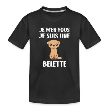 Belette mignonne sur fond noir - T-shirt bio Premium Enfant - noir - Devant