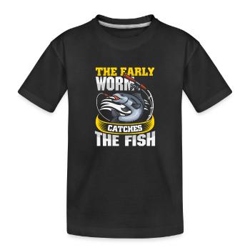 Fishing Angler Fish Fisherman Sayings Petri Heil - Kids' Premium Organic T-Shirt - black - Front
