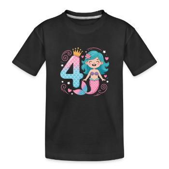 Mermaid 4th Birthday 4 Years - Kids' Premium Organic T-Shirt - black - Front