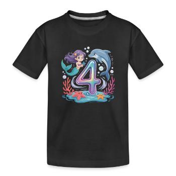 Mermaid 4th Birthday 4 Years - Kids' Premium Organic T-Shirt - black - Front