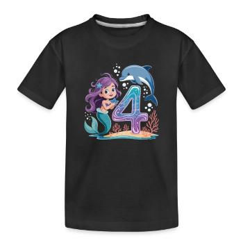 Mermaid 4th Birthday 4 Years - Kids' Premium Organic T-Shirt - black - Front