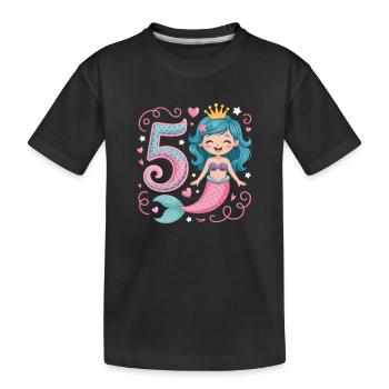 Meerjungfrau 5. Geburtstag 5 Jahre - Kinder Premium Bio T-Shirt - Schwarz - Vorne