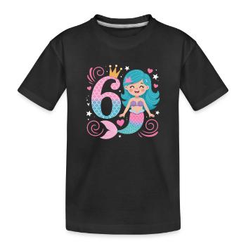 Meerjungfrau 6. Geburtstag 6 Jahre - Kinder Premium Bio T-Shirt - Schwarz - Vorne