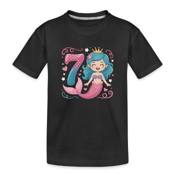 Meerjungfrau 7. Geburtstag 7 Jahre - Kinder Premium Bio T-Shirt - Schwarz - Vorne