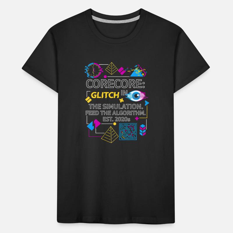 Corecore Glitch Simulation Algorithm Collage Kinder Premium Bio T-Shirt