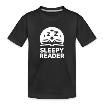 Sleepy Reader Lesen - Kinder Premium Bio T-Shirt - Schwarz - Vorne