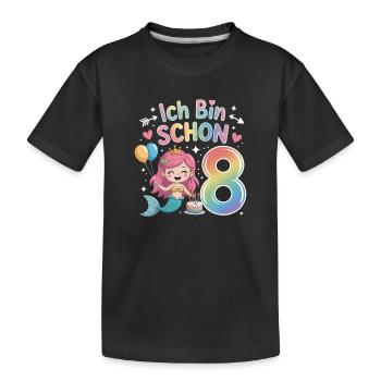 I'm already 8 Mermaid Birthday - Kids' Premium Organic T-Shirt - black - Front