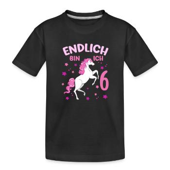 6 Jahre alt Pferd Endlich Bin Ich 6 Mädchen 6. - Kinder Premium Bio T-Shirt - Schwarz - Vorne