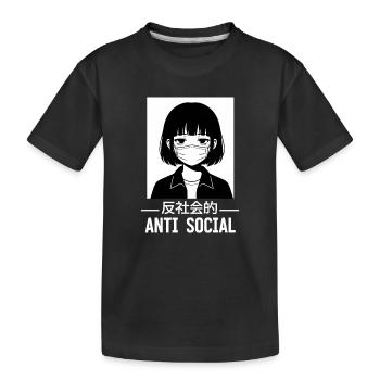 Antisoziales Japanisches Vaporwave Anime Mädchen - Kinder Premium Bio T-Shirt - Schwarz - Vorne