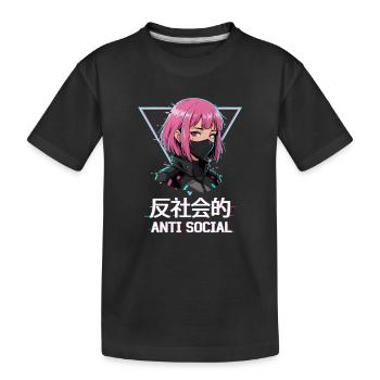 Antisoziales Japanisches Vaporwave Anime Mädchen - Kinder Premium Bio T-Shirt - Schwarz - Vorne