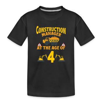 Construction Party 4th Birthday 4 Years Old truck - Kinder Premium Bio T-Shirt - Schwarz - Vorne