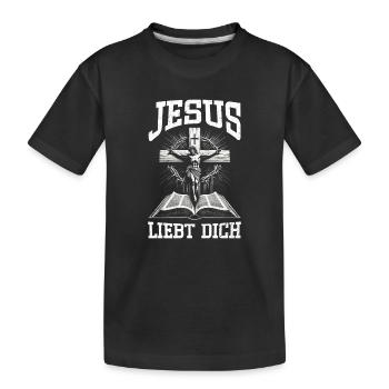 Jésus t’aime, croyant catholique chrétien - T-shirt bio Premium Enfant - noir - Devant