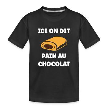 Illustrierter Pain au Chocolat - Kinder Premium Bio T-Shirt - Schwarz - Vorne