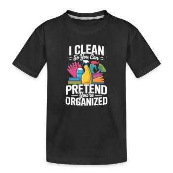 Cleaning team Cleaner Gift Workplace - Kids' Premium Organic T-Shirt - black - Front
