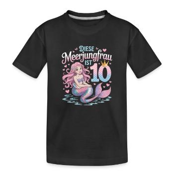 Cette sirène a 10 ans de fille 10 ans - T-shirt bio Premium Enfant - noir - Devant