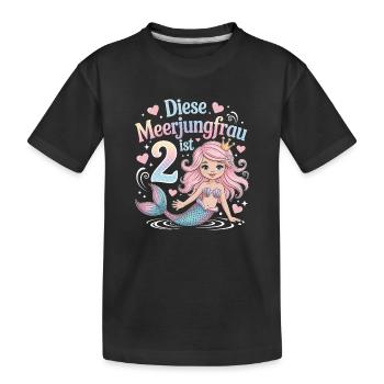 This Mermaid Is 2 Girls 2nd Birthday - Kids' Premium Organic T-Shirt - black - Front