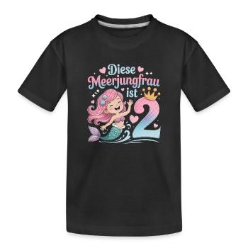 This Mermaid Is 2 Girls 2nd Birthday - Kids' Premium Organic T-Shirt - black - Front