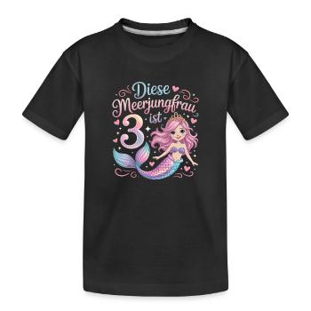 This Mermaid Is 3 Girls 3rd Birthday - Kids' Premium Organic T-Shirt - black - Front