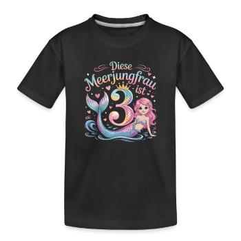 This Mermaid Is 3 Girls 3rd Birthday - Kids' Premium Organic T-Shirt - black - Front