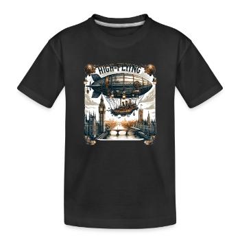 Hochfliegendes Luftschiff über London - Kinder Premium Bio T-Shirt - Schwarz - Vorne