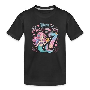 Cette sirène a 7 ans de filles - T-shirt bio Premium Enfant - noir - Devant