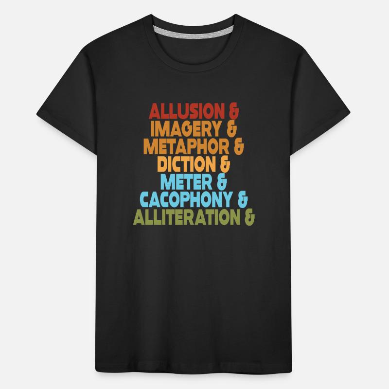 Literary Devices Typography Stack Kids' Premium Organic T-Shirt