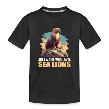Sea Lions Sea Lion - Kids' Premium Organic T-Shirt - black - Front