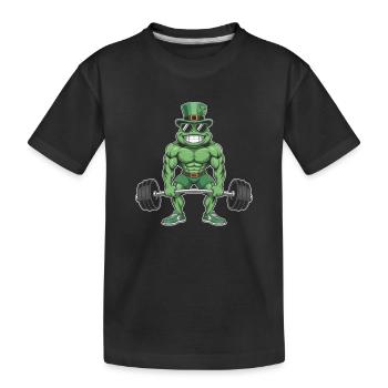 Leprechaun-Frosch Krafttraining - Kinder Premium Bio T-Shirt - Schwarz - Vorne