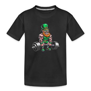 Kraft Leprechaun im Fitnesslook - Kinder Premium Bio T-Shirt - Schwarz - Vorne