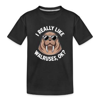 Cadeau drôle de morse qui dit le morse - T-shirt bio Premium Enfant - noir - Devant