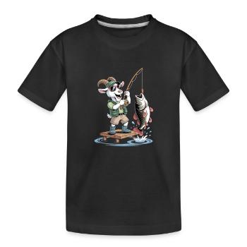 Chèvre de pêche amusante avec une grosse prise de poisson - T-shirt bio Premium Enfant - noir - Devant