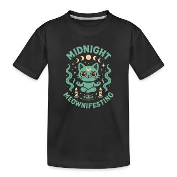 Mitternacht Meownifesting | Creepy Cute - Kinder Premium Bio T-Shirt - Schwarz - Vorne