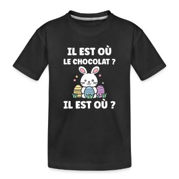Wo ist die Schokolade? - Kinder Premium Bio T-Shirt - Schwarz - Vorne